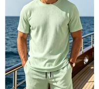 JINYA Set estivo da uomo casual minimalista per vacanze e sport, maniche corte, gamba dritta, adatto per casa, esterno, città, streetwear regolare, stile giovanile semplice, campus vintage, versatile,