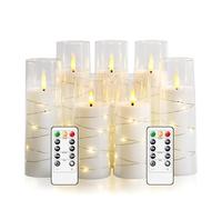 JINYANIA Candele LED senza fiamma, Candele Stump alimentate a batteria con luci di stringa stellare incorporate, Con telecomando e timer, Decorazione domestica aggiunge un romantico, set di 7 (Bianco)