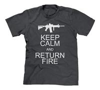 JINYIHOUSE Grossbull Mens T Shirt Keep Calm Return Fire Black XL