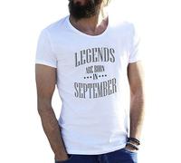 JINYIHOUSE Legends Are Born in September Mens T Shirt White XL
