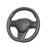 JINYISI per Tesla Model 3 2017 2021 in Pelle Treccia per Auto Volante Wrap Nero Personalizzato Originale Copertura del Volante dell'automobile
