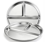 JINYOE 1/2/4 pezzi di piatti divisi in acciaio inossidabile, piatto rotondo a 3 scomparti for pranzo, cena, campeggio, cibo(1Pcs)