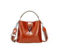 JINYOE Borsa a tracolla da donna in vera pelle di mucca, borsa a mano versatile retrò in pelle di mucca, borsa a tracolla da donna for spostamenti quotidiani sottobraccio(Brown)