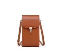 JINYOE Borsa for telefono in vera pelle, borsa a tracolla, borsa a tracolla con 8 scomparti for carte, scomparto for documenti d'identità, tasca con cerniera, mucca con motivo litchi(Brown)