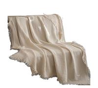JINYOE La coperta estiva è leggera e traspirante, realizzata in filato a sei strati for un pisolino informale, rendendola facile da trasportare.(White,100x150cm)