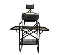 JINYOE Sedia da regista portatile for truccatori con tavolino laterale, portabicchieri, sedia da parrucchiere pieghevole e leggera for saloni di trucco, cinema(With Headrest)