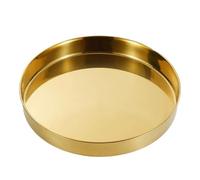 JINYOE Vassoio rotondo in acciaio inox for conservare frutta e alimenti, piatto fondo con manico, teglia for torta e pane(Golden no ear,24cm)