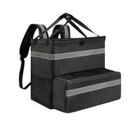 JINYOE Zaino for la consegna della pizza, espandibile, portatile, con cerniera liscia, borsa termica for alimenti, impermeabile(Black)