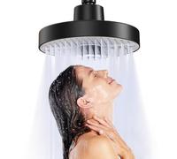 JINYOMFLY Soffione Doccia Fisso a Pioggia, 5 Modalità Soffione Doccia alta Pressione, 17.5cm Cipolla Doccia Soffione Rotondo, Nero