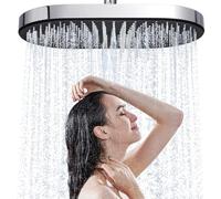 JINYOMFLY Soffione Doccia Grande, 35cm Cipolla per Doccia Grande, Testa Doccia con Ugelli in Silicone Liquido, Soffione Grande per Doccia Fisso, Cromo