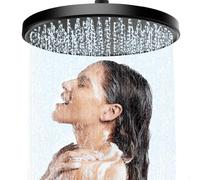 JINYOMFLY Soffione per Doccia Grande, 25,5cm Soffione Doccia a Pioggia, Rotondo Cipolla per Doccia Grande, Nero