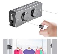 JINYOMFLY Stendibiancheria Retrattile, Acciaio Inossidabile Corda da Bucato Riavvolgibile 2 x 5,1M, Corda Stendibiancheria Estensibile, Corda per Biancheria Retrattile, per Interni/Esterni