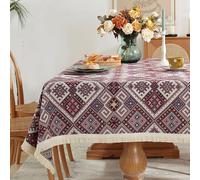 JINYOU Tovaglia etnica alla moda con nappa a righe, copritavolo rettangolare antipolvere for la decorazione del tavolo da pranzo della cucina, resistente e decorativa.(D,140 * 180cm)