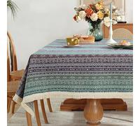JINYOU Tovaglia etnica alla moda con nappa a righe, copritavolo rettangolare antipolvere for la decorazione del tavolo da pranzo della cucina, resistente e decorativa.(A,60 * 60cm)