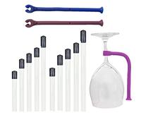 JinYu Confezione da 12 supporti flessibili in silicone per calici, per lavastoviglie, per bicchieri da vino, in silicone, per lavapiatti, colore: viola e blu (colore misto)