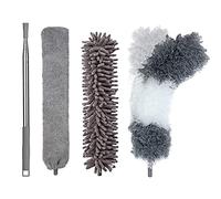 Jinyudome, spolverino in microfibra estensibile, per la pulizia della casa, 3 diverse teste di pulizia e 1 asta di prolunga, lavabile