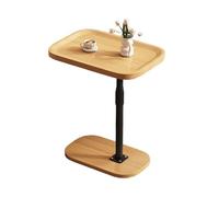 JinZao Tavolino Da Divano A Forma Di C, Altezza Regolabile, Tavolino Divano Laterale Salvaspazio Piano In Legno Scanalato, Con Aste Di Supporto Metalliche Regolabili, Per Divani E Letti, Marrone(B)