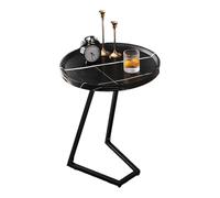 JinZao Tavolino Da Divano A Forma Di C Alto 60 Cm, Piano Rotondo In Legno Da 40/50 Cm Con Scanalature, Tavolino Divano Laterale Salvaspazio Rotondo, Struttura In Acciaio Al Carbonio(C,A)