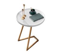 JinZao Tavolino Da Divano A Forma Di C Alto 60 Cm, Piano Rotondo In Legno Da 40/50 Cm Con Scanalature, Tavolino Divano Laterale Salvaspazio Rotondo, Struttura In Acciaio Al Carbonio(B,B)