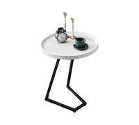 JinZao Tavolino Da Divano A Forma Di C Alto 60 Cm, Piano Rotondo In Legno Da 40/50 Cm Con Scanalature, Tavolino Divano Laterale Salvaspazio Rotondo, Struttura In Acciaio Al Carbonio(E,B)