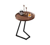 JinZao Tavolino Da Divano A Forma Di C Alto 60 Cm, Piano Rotondo In Legno Da 40/50 Cm Con Scanalature, Tavolino Divano Laterale Salvaspazio Rotondo, Struttura In Acciaio Al Carbonio(H,A)