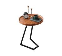 JinZao Tavolino Da Divano A Forma Di C Alto 60 Cm, Piano Rotondo In Legno Da 40/50 Cm Con Scanalature, Tavolino Divano Laterale Salvaspazio Rotondo, Struttura In Acciaio Al Carbonio(D,B)