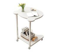 JinZao Tavolino Da Divano Con Quattro Carrucole Universali A 360°, Tavolino Divano Laterale Con Due Piani Superiore E Inferiore A Forma Di Orso, 2 Aste Di Supporto In Ferro Da 60 Cm, Bianco, Nero(A)