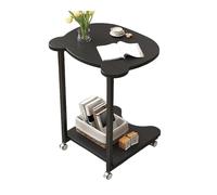 JinZao Tavolino Da Divano Con Quattro Carrucole Universali A 360°, Tavolino Divano Laterale Con Due Piani Superiore E Inferiore A Forma Di Orso, 2 Aste Di Supporto In Ferro Da 60 Cm, Bianco, Nero(B)