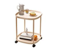 JinZao Tavolino Salotto Con Ruote Da Soggiorno, Tavolino Da Divano Rotondo Piccolo Da Camera Da Letto, Struttura In Acciaio Al Carbonio, Con Due Vassoi, Materiale Plastico PP, 43x43x54CM(D)