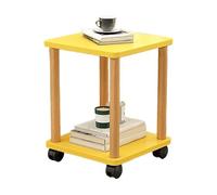 JinZao Tavolino Salotto Con Ruote, Tavolino Da Divano In Legno Quadrato, Con 2 Ripiani Portaoggetti, Gambe In Legno Massello, Stabile E Resistente, Per Camera Da Letto E Soggiorno(B,50X50X47CM)