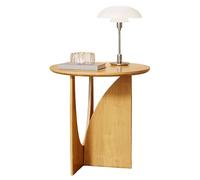 JinZao Tavolino Salotto Da Soggiorno, Tavolino Da Divano Rotondo In Legno Massello, Piano E Base In Legno Massello, Elevata Capacità Di Carico, 50x50x50cm(B)