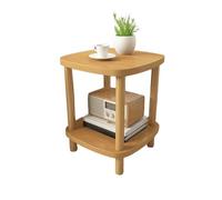 JinZao Tavolino Salotto Moderno In Legno Massello, Tavolino Da Divano Rotondo, Con 2 Ripiani In Legno Massello, Per Camera Da Letto, Soggiorno E Balcone(B,40X40X53CM)