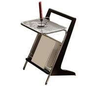 JinZao Tavolino Salotto Moderno In Stile Nordico, Tavolino Da Divano In Legno, Con Piano In Vetro Temperato, Struttura In Legno Massello E Gambe In Acciaio Inox, Per Camera Da Letto E Soggiorno(B)