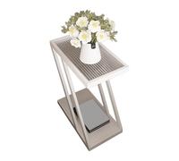 JinZao Tavolino Salotto Quadrato Bianco, Tavolino Da Divano Stretto Con Ruote, Con Piano In Vetro Temperato, Struttura Inferiore In Acciaio Al Carbonio, Per Camera Da Letto, Soggiorno(A,25X45X54CM)