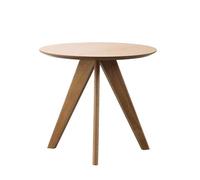 JinZao Tavolino Salotto Rotondo In Legno, Piccolo Tavolino Da Divano Per Soggiorno E Camera Da Letto, Con Piano E Gambe In Legno Massello, Struttura Triangolare, Bianco(A,50X50X45CM)