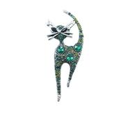 JINZIJINYU spilla donna Spilla retrò a forma di gatto con diamanti corpetto di gattino spilla con animali spilla per colletto della camicia verde