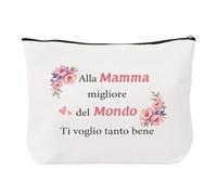 JIOMULIG Idee Regalo Festa della Mamma Originali Natale Anniversario Compleanno San Valentino Pensione Regalo per La Mamma Personalizzato Borsa Trucchi Pratici Pochette Donna Pochette da Viaggio Mare