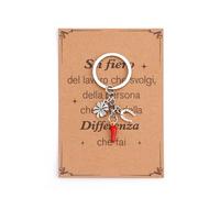 JIOMULIG Ispirazione Regalo per collega Portafortuna Cornetto Amuleto e Quadrifoglio e Ferro di Cavallo Portachiavi con Carta Regali di Ringraziamento Motivazionali per Compleanno Natale