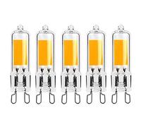 Jiotouhu 5-pcs 2 W G9 - Lampadina LED COB 220 V 200 Lumen 10 W-20 W lampadina alogena equivalente per lampadario, lampada da scrivania, lampada da parete, luce bianca calda, 3000 K