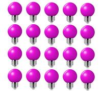 Jiotouhu Confezione da 20 lampadine a LED colorate 2 W E27 G45, lampadine a LED colorate da golf, per decorazione della casa, giardino, feste, matrimoni, Natale, celebrazioni, viola
