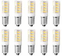 Jiotouhu E14 LED lampadina bianco caldo, 4W E14 lampada 3000K lampada frigorifero sostituzione per 40W lampadina, 400LM, CA 220-240V, per cappa da cucire Soggiorno, non dimmerabile, 10pcs Pack