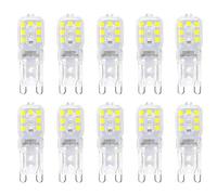 Jiotouhu Lampadina LED G9, Bianco freddo 6000K, 3W equivale a una lampadina alogena da 30W, Guscio trasparente, 300 lumen, senza sfarfallio, non dimmerabile, confezione da 10