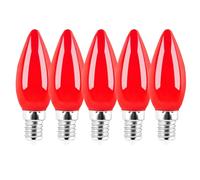 Jiotouhu Rosso E14 1W 220V LED lampadine colorate, copertura in plastica, non dimmerabile, per esterno interno stringa matrimonio festa bar umore ambiente decorazione, Confezione da 5 Unità