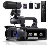 JIOWEATHER Videocamera 4K HD 64MP 18X Zoom digitale Vlogging Camera per YouTube Videocamera con WiFi, Batteria 4500mAh, Scheda SD 64GB, Stabilizzatore, Mic, Telecomando
