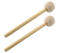 Jiozermi 2 mazzuoli per batteria, lunghezza 32 cm, bacchette in feltro di lana, bacchette antiscivolo per percussioni per basso, accessori per batteria, rullanti, beige