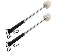 Jiozermi 2 mazzuoli per batteria, lunghezza 35 cm, bacchette in feltro di lana, bacchette antiscivolo per percussioni per basso, accessori per batteria, rullanti, beige e bianco
