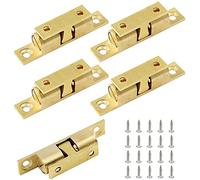 Jiozermi 5 chiusure a rullo a doppia sfera, 70 mm, in ottone massiccio, con viti per armadi, armadi e porte di mobili, dorate