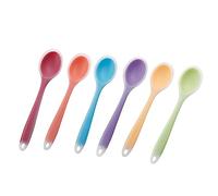 Jiozermi 6 cucchiaini in silicone per cucinare, resistenti al calore, cucchiai da cucina per mescolare la cottura, rosso trasparente, verde, giallo, viola, arancione, blu