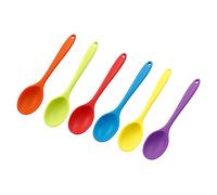 Jiozermi 6 cucchiaini in silicone per cucinare, resistenti al calore, cucchiai da cucina per mescolare la cottura, rosso solido, verde, giallo, viola, arancione, blu