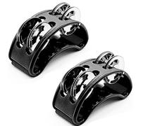 Jiozermi Confezione da 2 tamburelli a percussione, colore nero, strumento con sonaglio in metallo, strumento ritmico per adulti